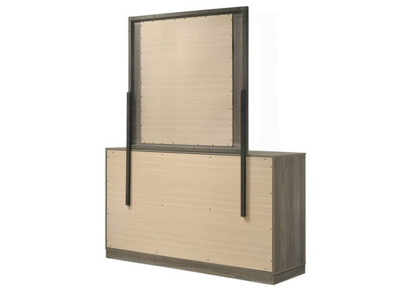 224983M Fenwick 9-drawer Dresser with Mirror Grey Oak