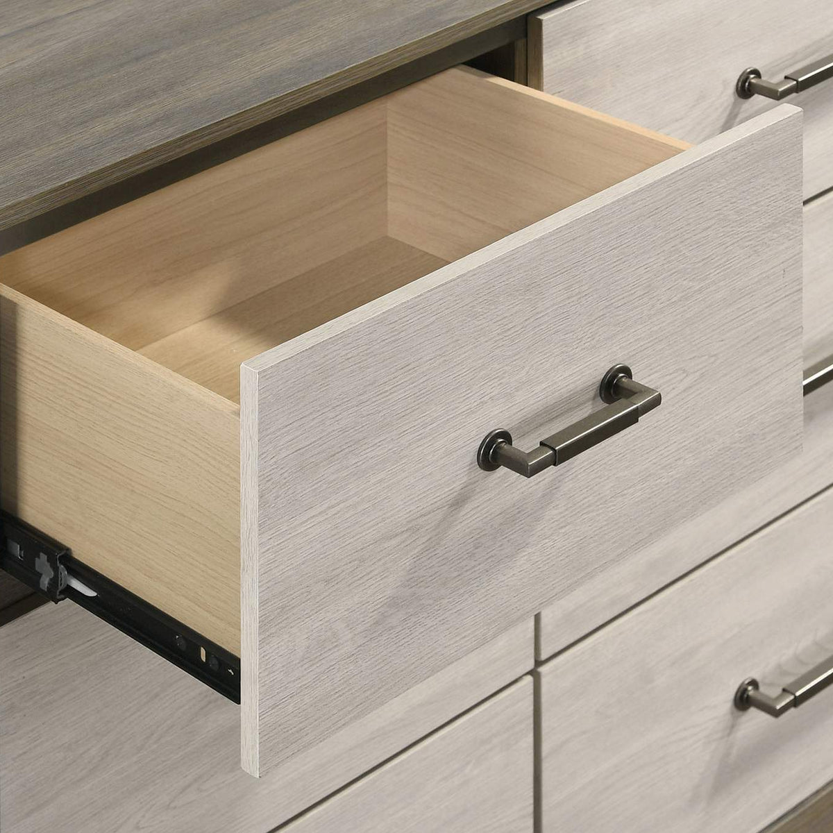 224983M Fenwick 9-drawer Dresser with Mirror Grey Oak