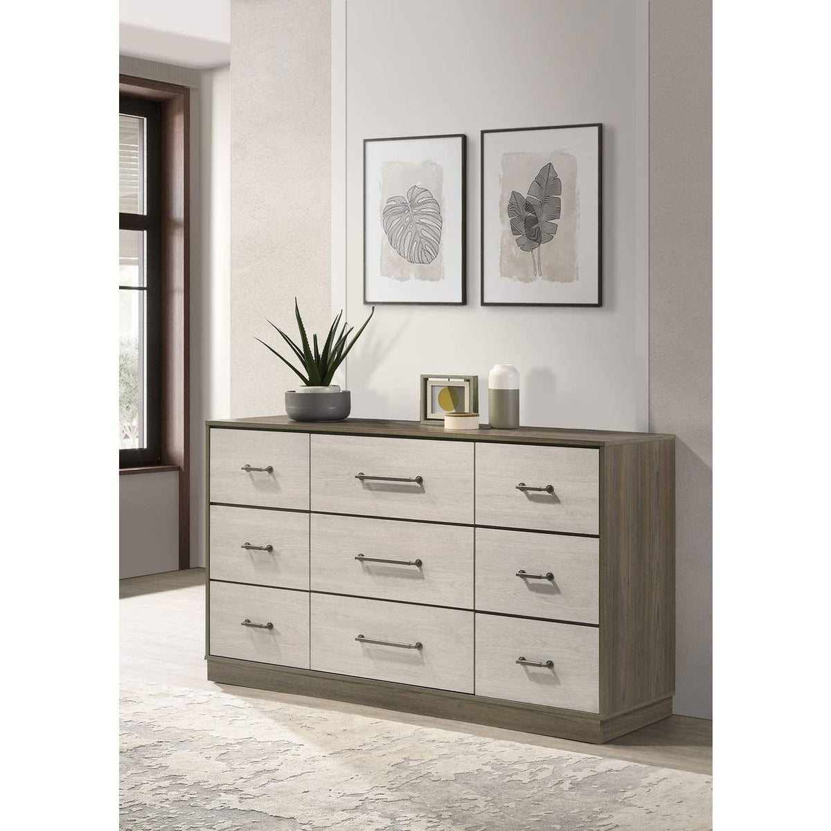 224983 Fenwick 9-drawer Dresser Grey Oak