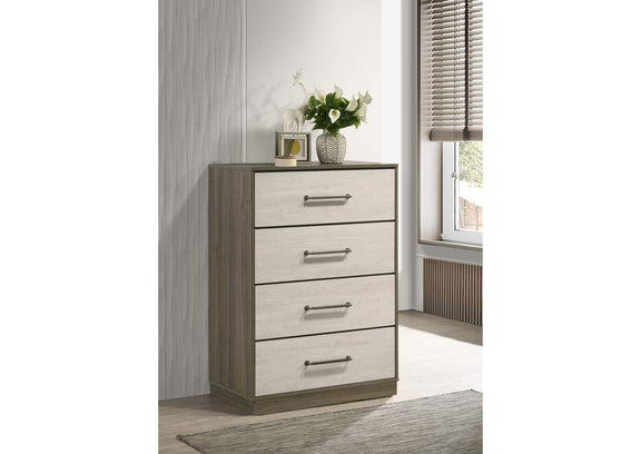 224985 Fenwick 4-drawer Chest of Drawers Grey Oak
