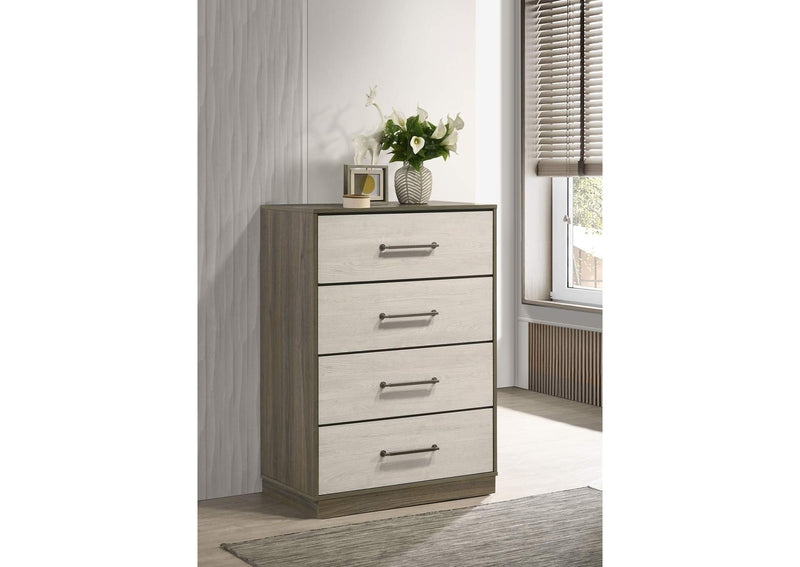 224985 Fenwick 4-drawer Chest of Drawers Grey Oak