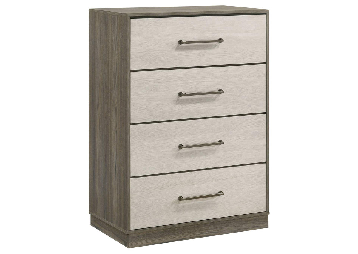 224985 Fenwick 4-drawer Chest of Drawers Grey Oak