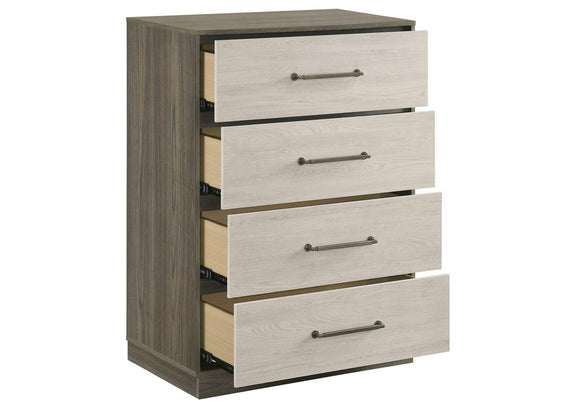 224985 Fenwick 4-drawer Chest of Drawers Grey Oak