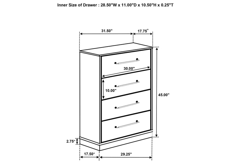 224985 Fenwick 4-drawer Chest of Drawers Grey Oak