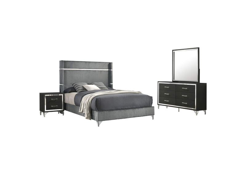 224991KE-S4 Lucia 4-piece Eastern King Bedroom Set Grey and Black