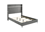224991KE Lucia 61-inch Upholstered Eastern King Wingback Bed Grey