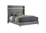 224991KE Lucia 61-inch Upholstered Eastern King Wingback Bed Grey