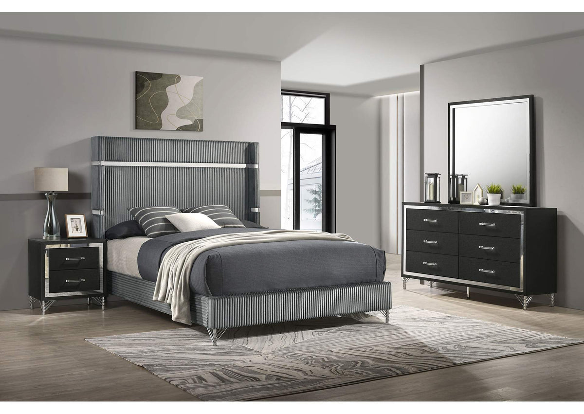 224991Q-S4 Lucia 4-piece Queen Bedroom Set Grey and Black
