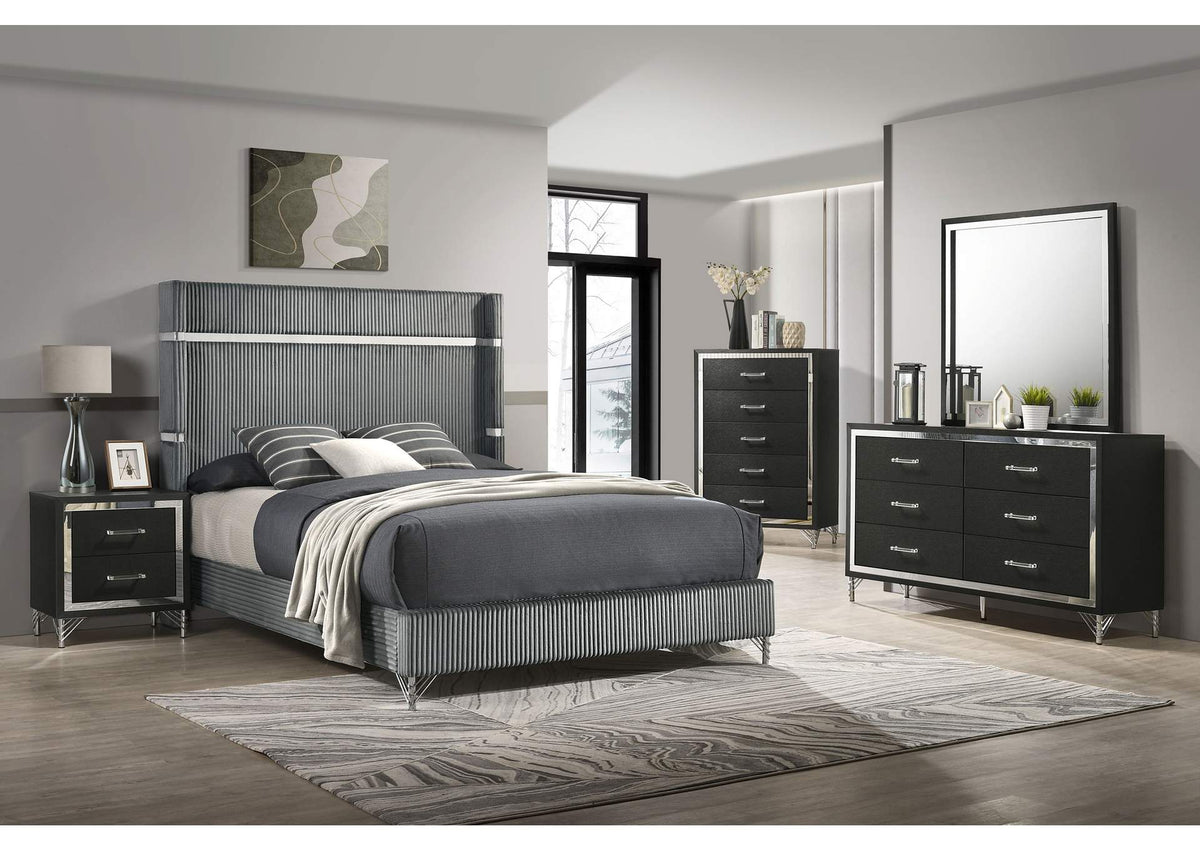 224991Q-S5 Lucia 5-piece Queen Bedroom Set Grey and Black