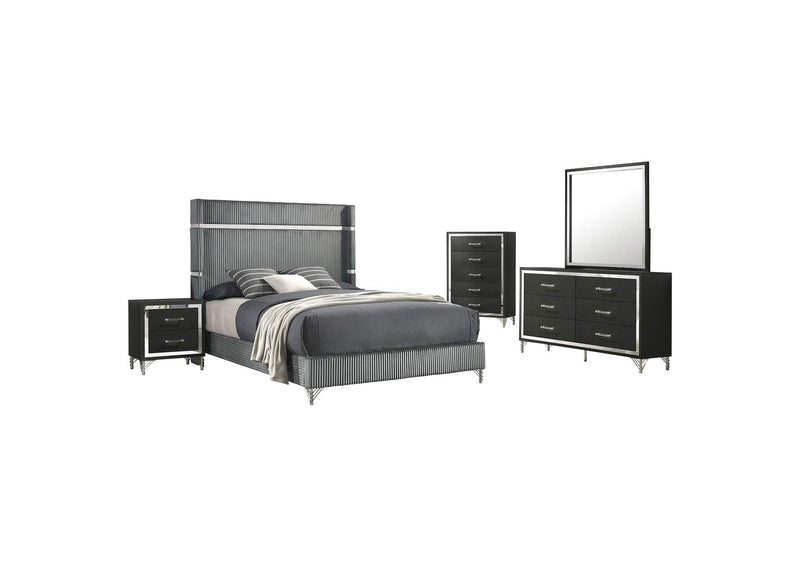 224991Q-S5 Lucia 5-piece Queen Bedroom Set Grey and Black