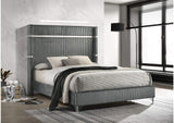 224991Q Lucia 61-inch Upholstered Queen Wingback Bed Grey