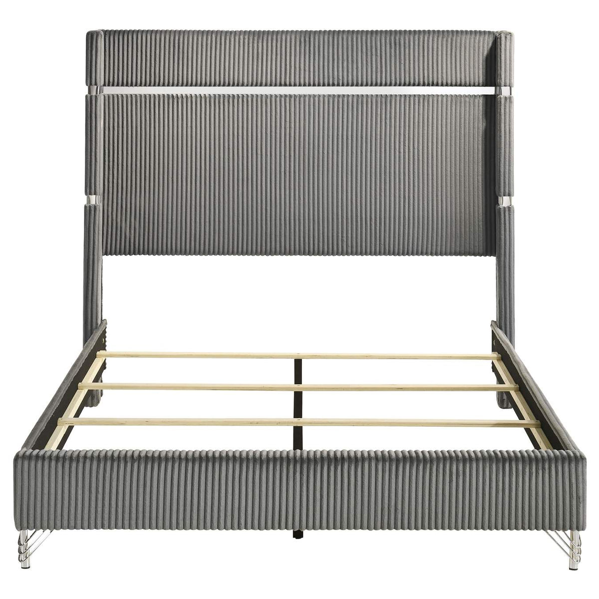 224991Q Lucia 61-inch Upholstered Queen Wingback Bed Grey