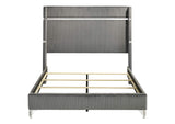224991Q Lucia 61-inch Upholstered Queen Wingback Bed Grey