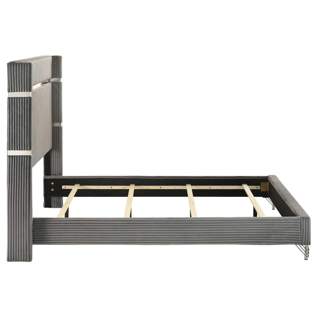 224991Q Lucia 61-inch Upholstered Queen Wingback Bed Grey