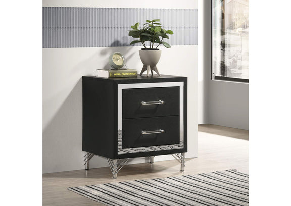 224992 Lucia 2-drawer Nightstand Bedside Table Black