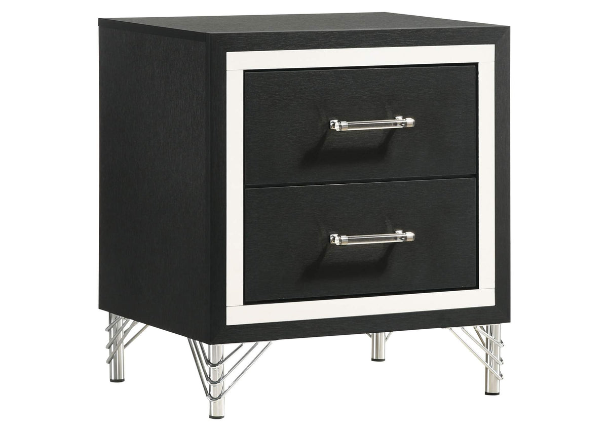 224992 Lucia 2-drawer Nightstand Bedside Table Black