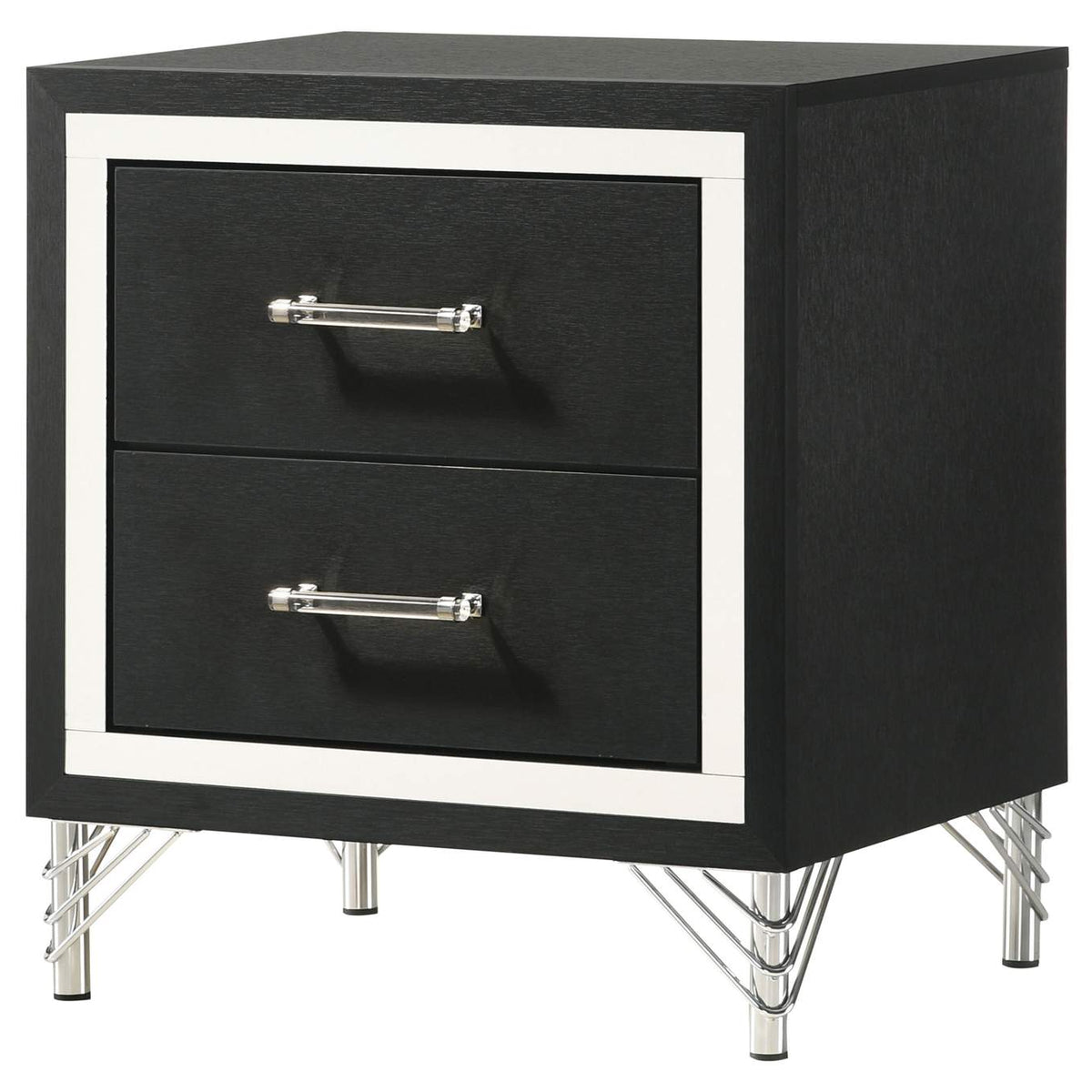 224992 Lucia 2-drawer Nightstand Bedside Table Black