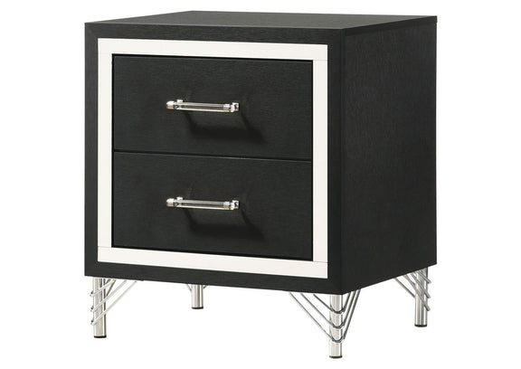 224992 Lucia 2-drawer Nightstand Bedside Table Black