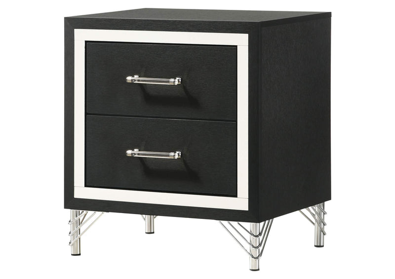 224992 Lucia 2-drawer Nightstand Bedside Table Black