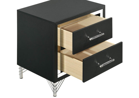224992 Lucia 2-drawer Nightstand Bedside Table Black