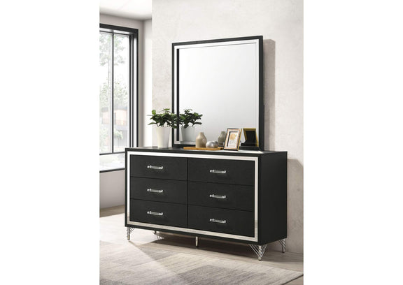 224993M Lucia 6-drawer Dresser and Mirror Black