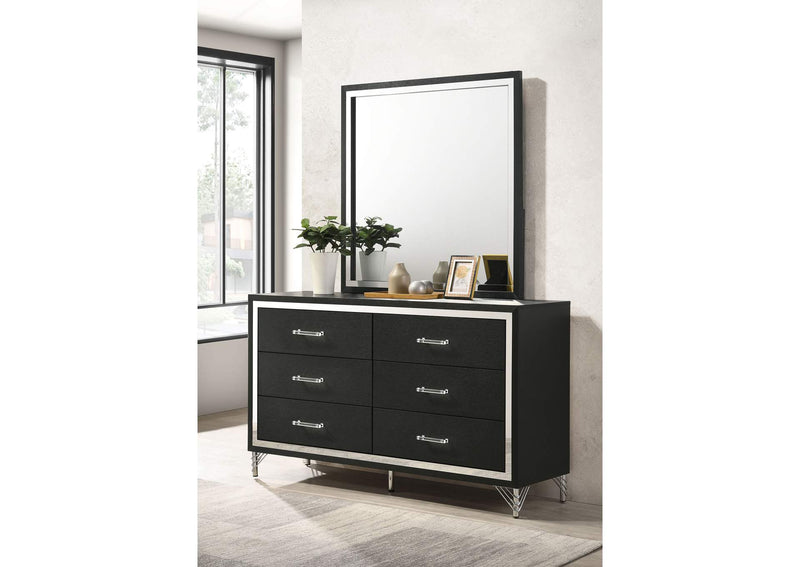 224993M Lucia 6-drawer Dresser and Mirror Black
