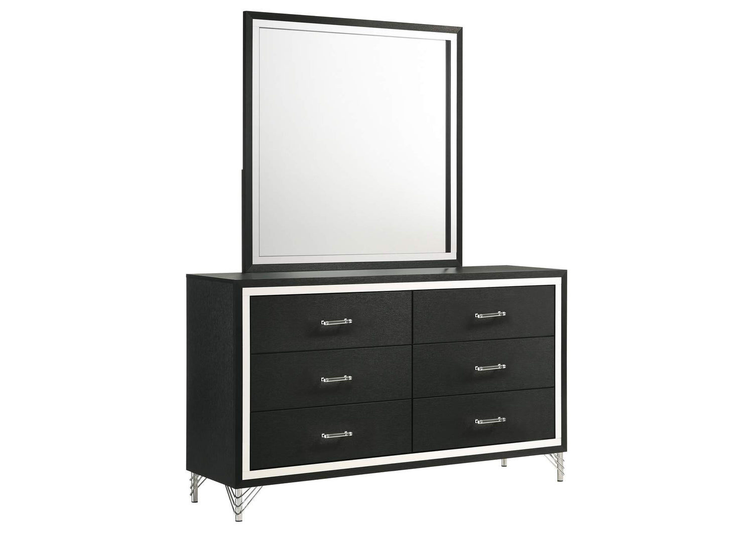 224993M Lucia 6-drawer Dresser and Mirror Black