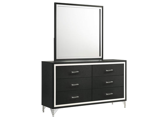 224993M Lucia 6-drawer Dresser and Mirror Black