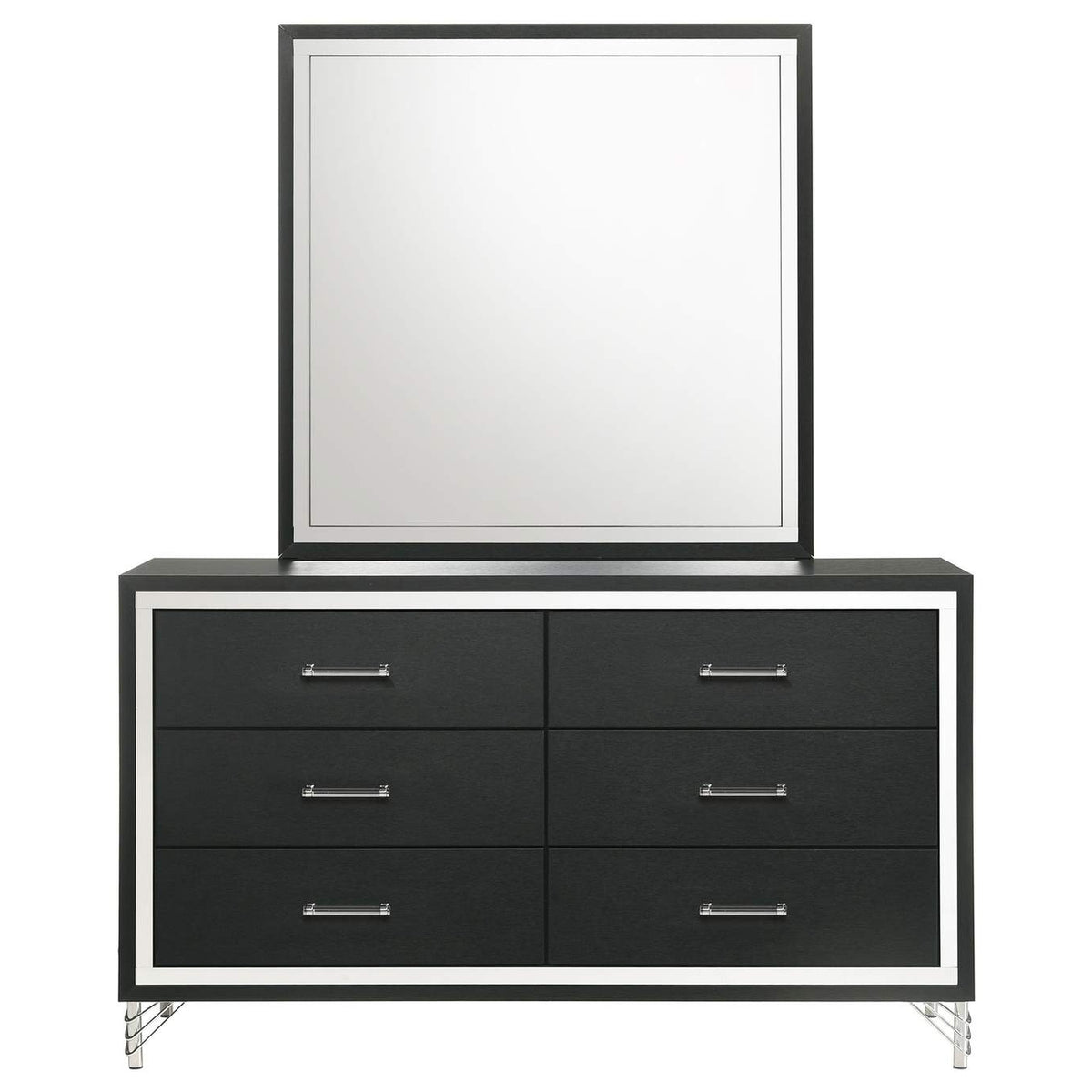 224993M Lucia 6-drawer Dresser and Mirror Black