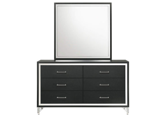 224993M Lucia 6-drawer Dresser and Mirror Black