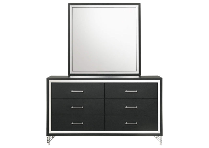 224993M Lucia 6-drawer Dresser and Mirror Black