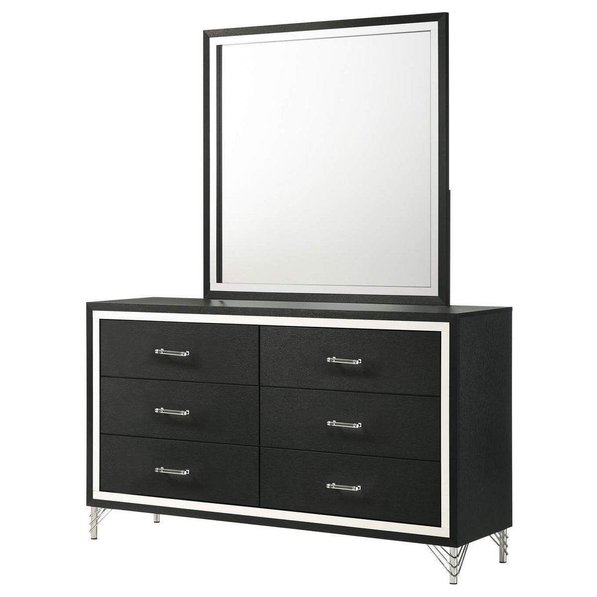 224993M Lucia 6-drawer Dresser and Mirror Black