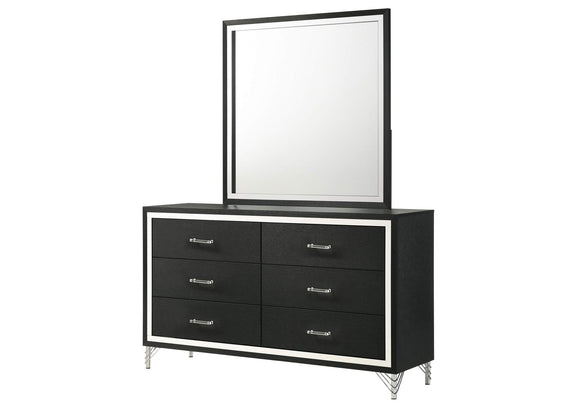 224993M Lucia 6-drawer Dresser and Mirror Black