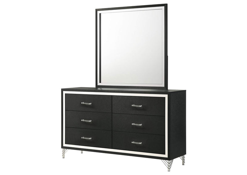 224993M Lucia 6-drawer Dresser and Mirror Black