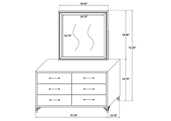 224993M Lucia 6-drawer Dresser and Mirror Black