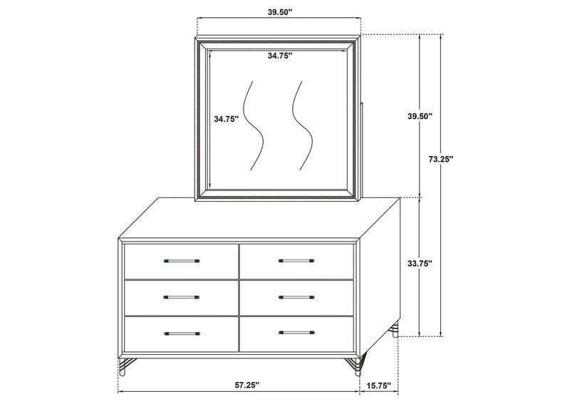 224993M Lucia 6-drawer Dresser and Mirror Black