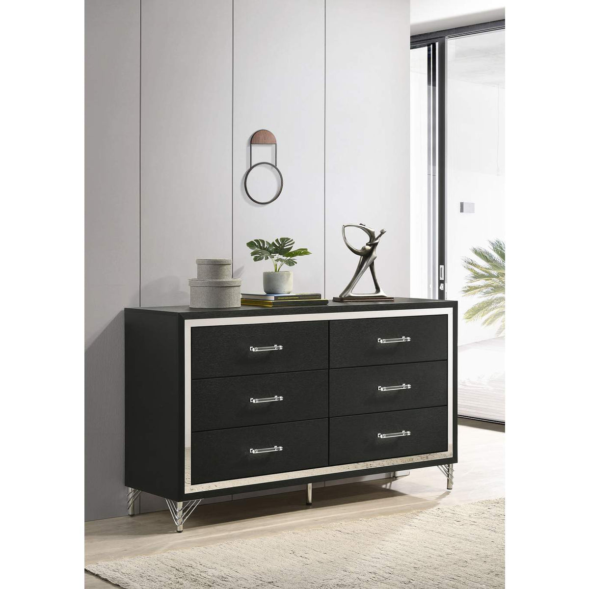 224993 Lucia 6-drawer Dresser Cabinet Black