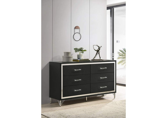 224993 Lucia 6-drawer Dresser Cabinet Black