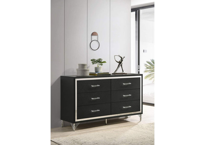224993 Lucia 6-drawer Dresser Cabinet Black