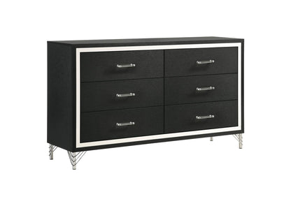 224993 Lucia 6-drawer Dresser Cabinet Black