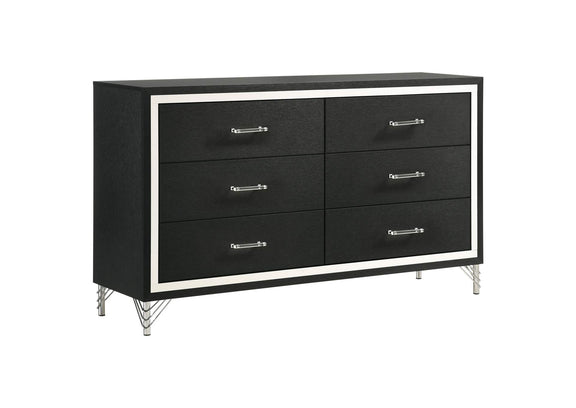 224993 Lucia 6-drawer Dresser Cabinet Black