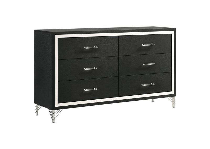 224993 Lucia 6-drawer Dresser Cabinet Black