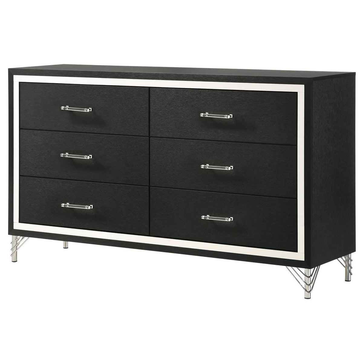 224993 Lucia 6-drawer Dresser Cabinet Black