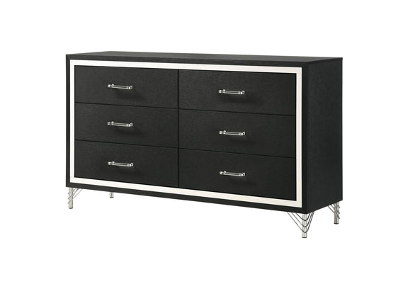 224993 Lucia 6-drawer Dresser Cabinet Black