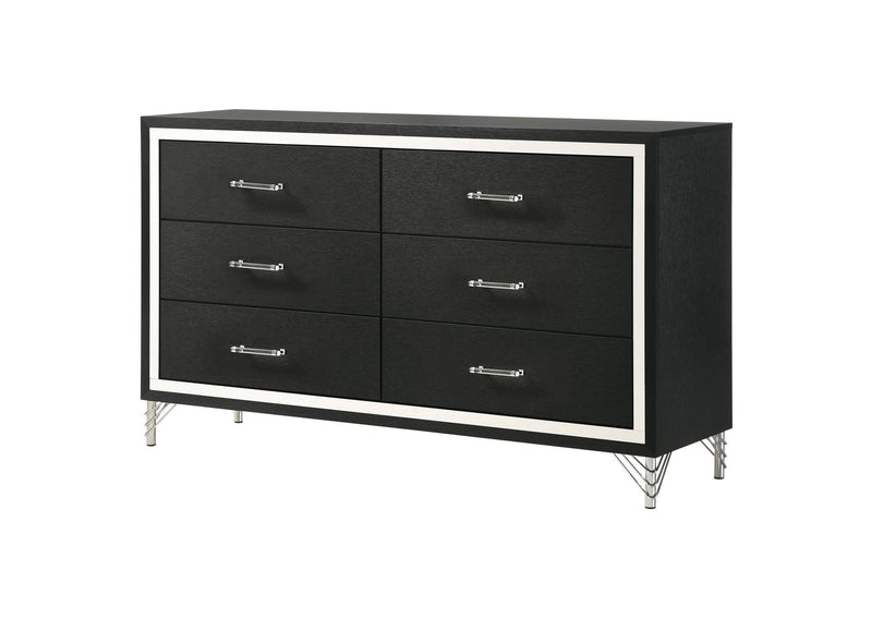 224993 Lucia 6-drawer Dresser Cabinet Black