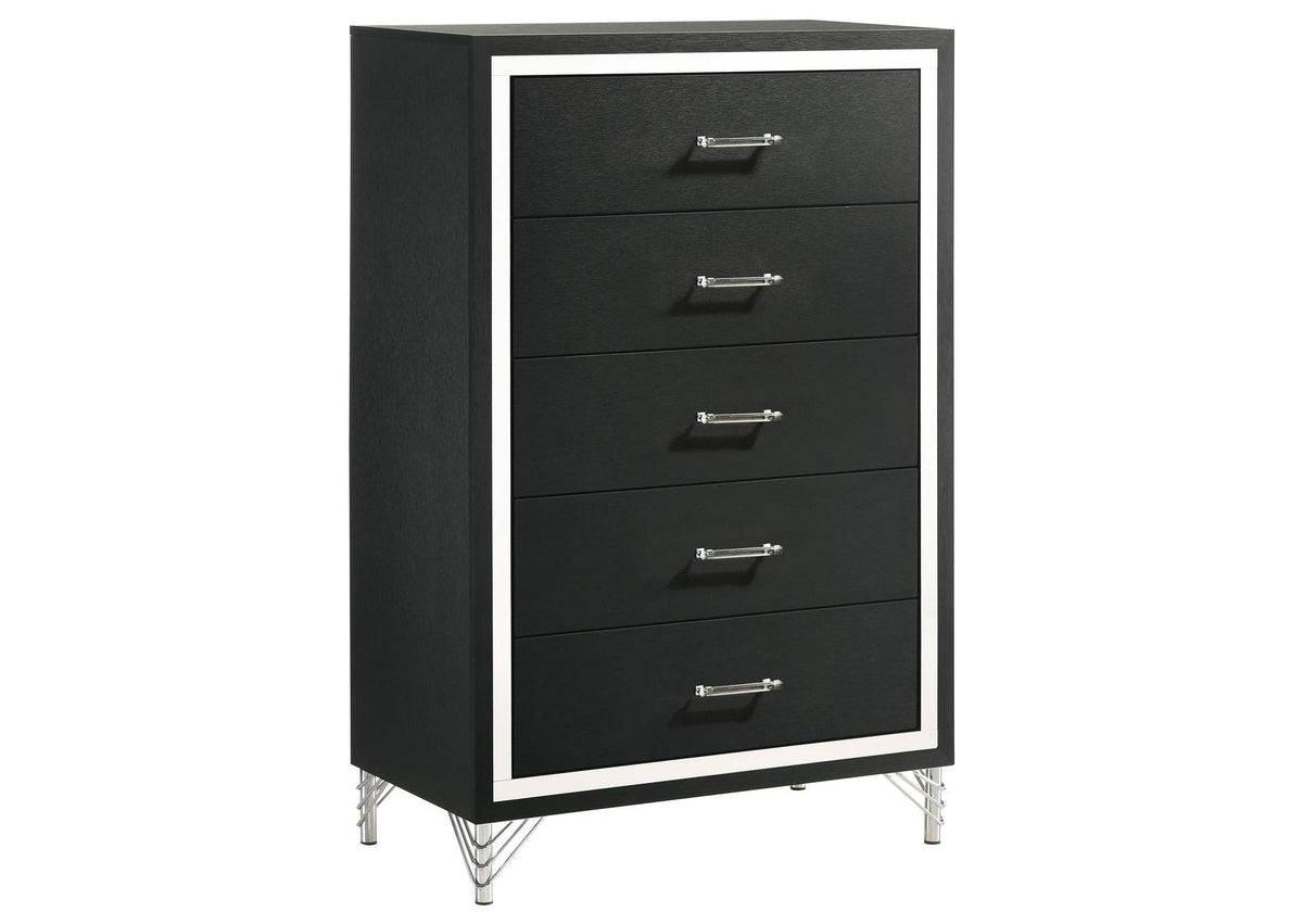 224995 Lucia 5-drawer Bedroom Chest of Drawers Black