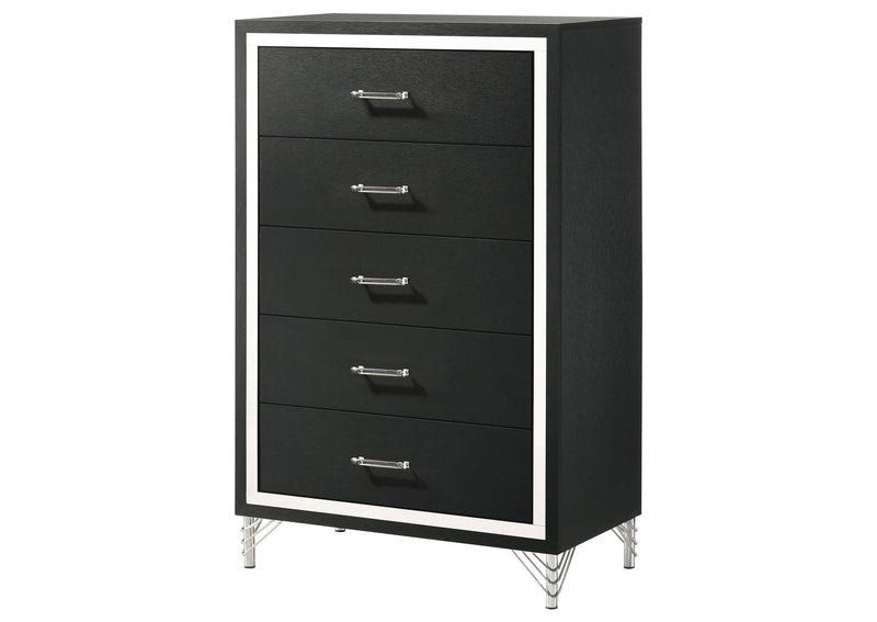 224995 Lucia 5-drawer Bedroom Chest of Drawers Black