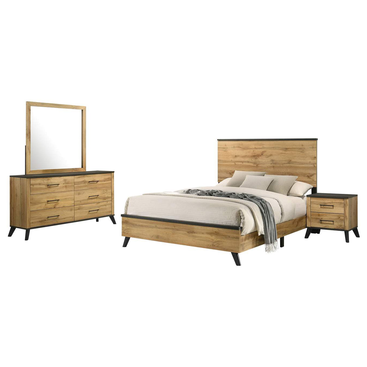 225001F-S4 Kaywood 4-piece Full Bedroom Set Natural Pine
