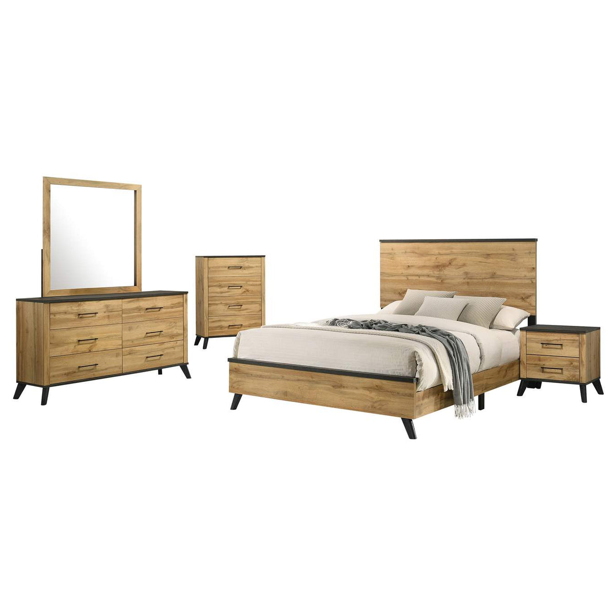 225001KE-S5 Kaywood 5-piece Eastern King Bedroom Set Natural Pine