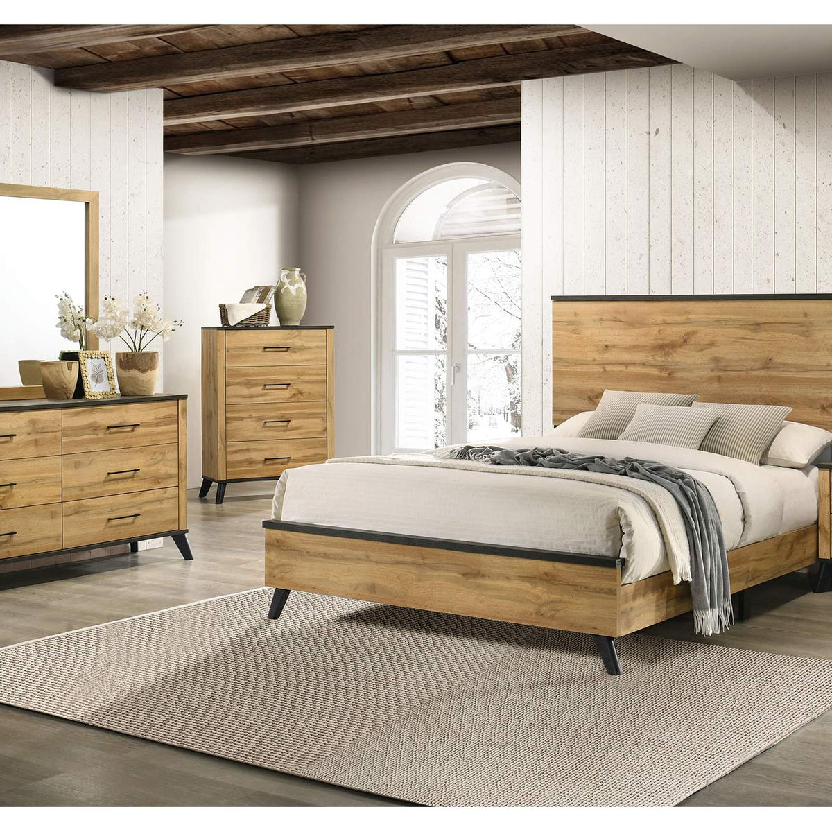 225001Q Kaywood 52-inch Queen Panel Bed Natural Pine